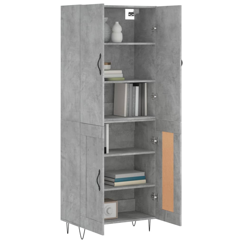 Highboard Concrete Grey 69.5x34x180 cm Engineered Wood