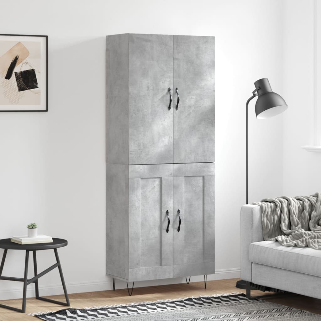 Highboard Concrete Grey 69.5x34x180 cm Engineered Wood