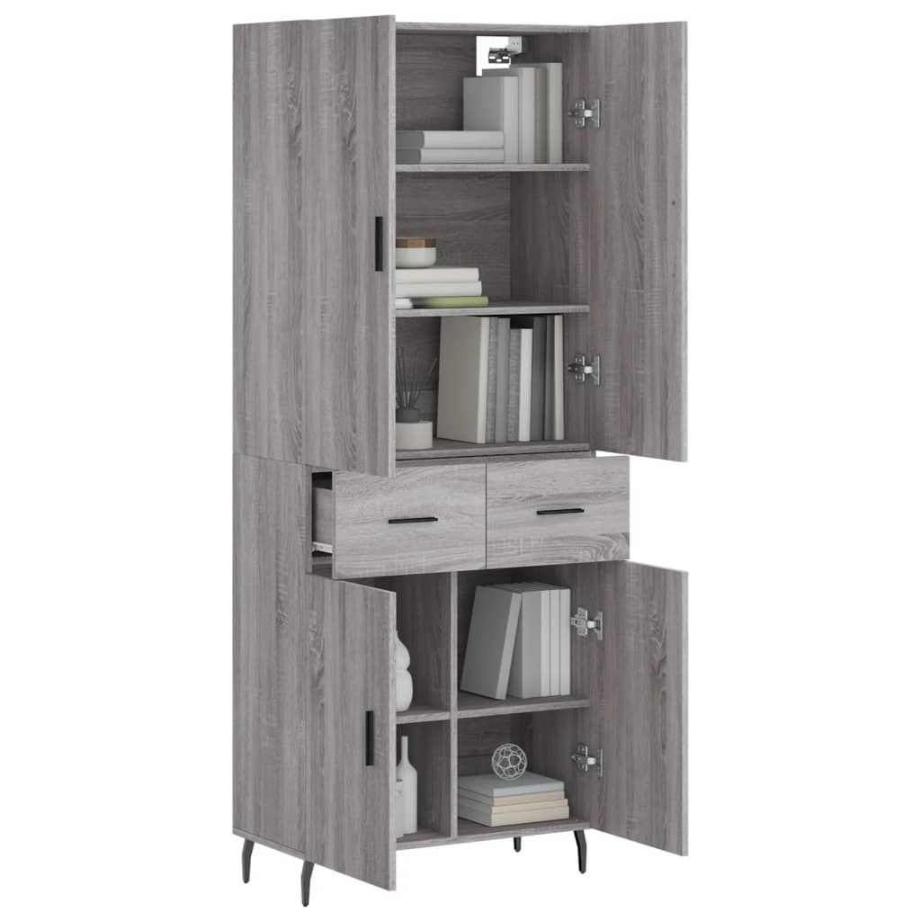 Highboard Grey Sonoma 69.5x34x180 cm Engineered Wood