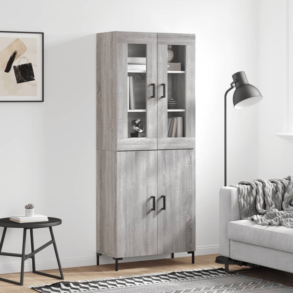 Highboard Grey Sonoma 69.5x34x180 cm Engineered Wood