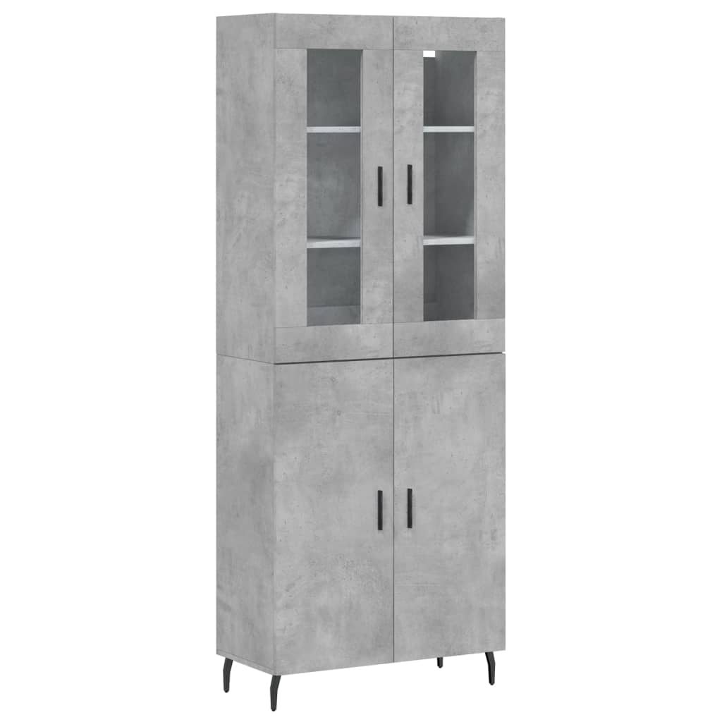 Highboard Concrete Grey 69.5x34x180 cm Engineered Wood