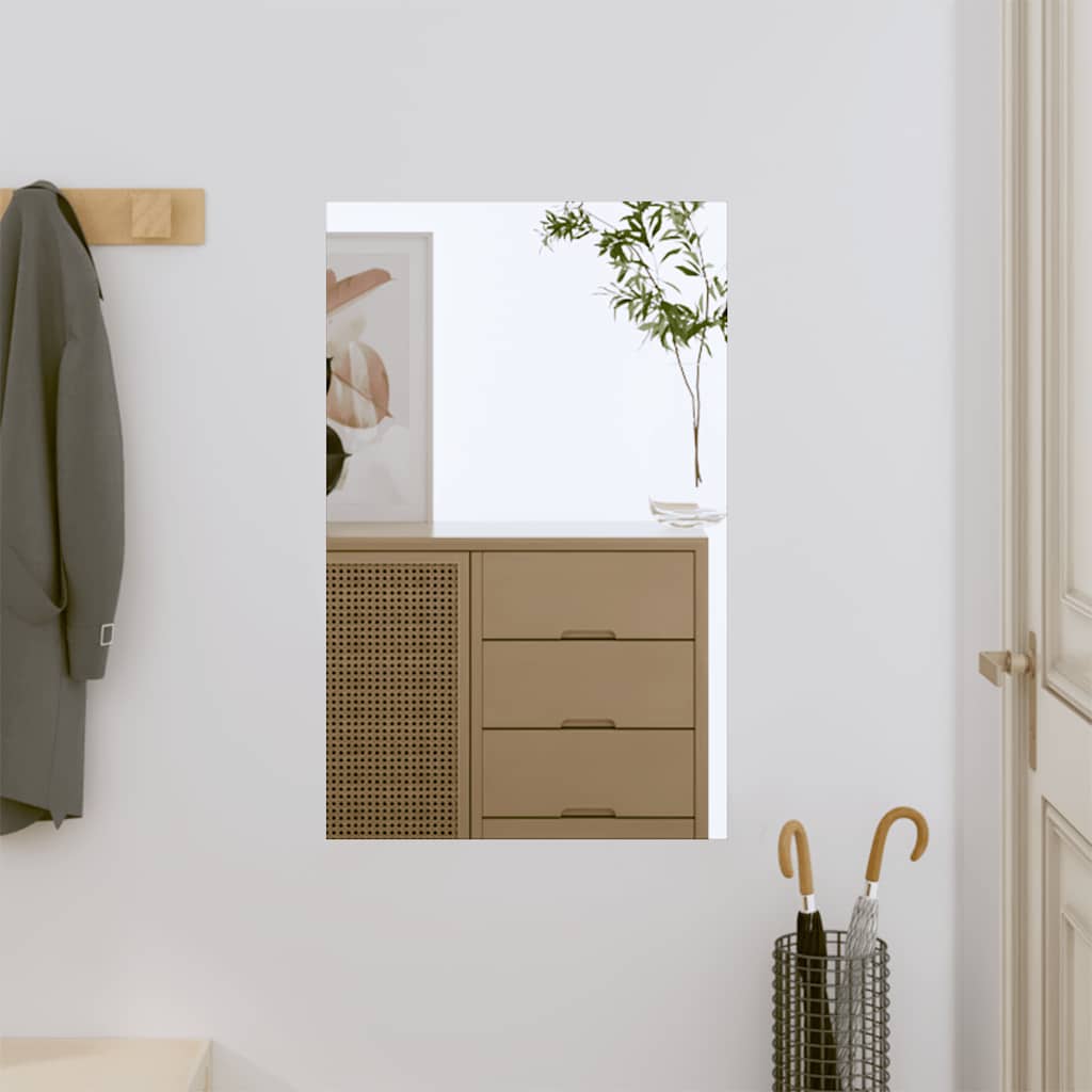 Wall Frameless Mirror With Led Lights Rectangular Glass