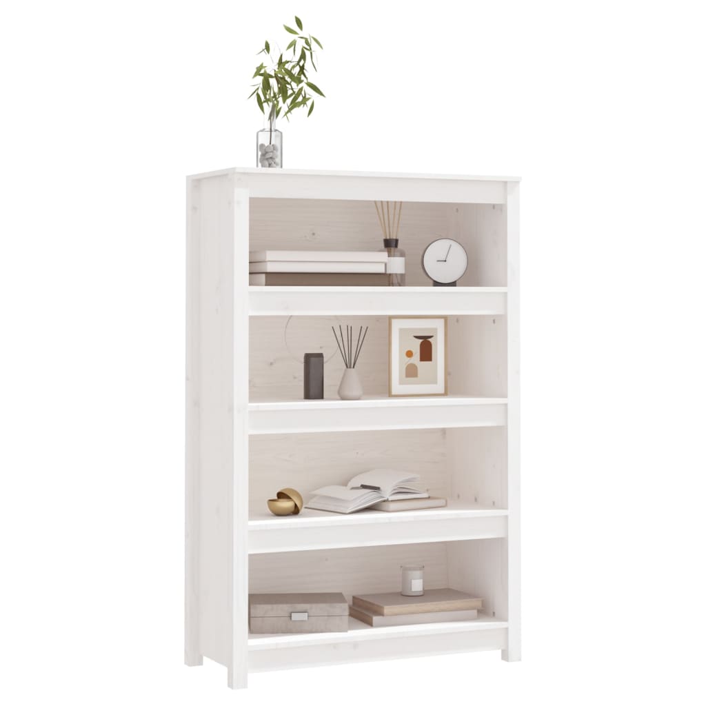 Book Cabinet White 80x35x126 cm Solid Wood Pine