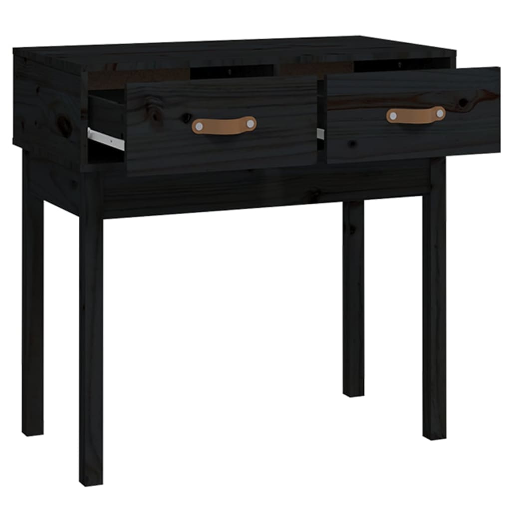 Console Table Black 76.5x40x75 cm Solid Wood Pine