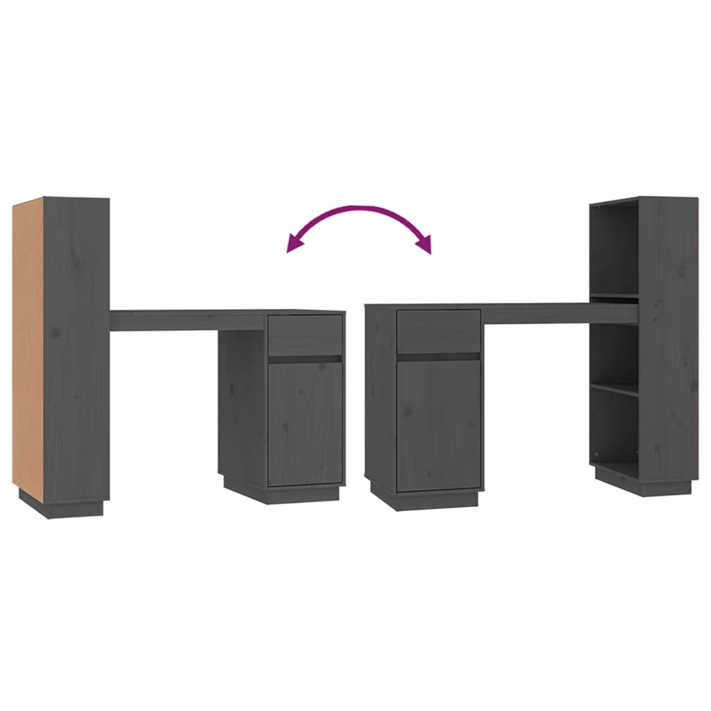 Desk Grey 110x53x117 cm Solid Wood Pine