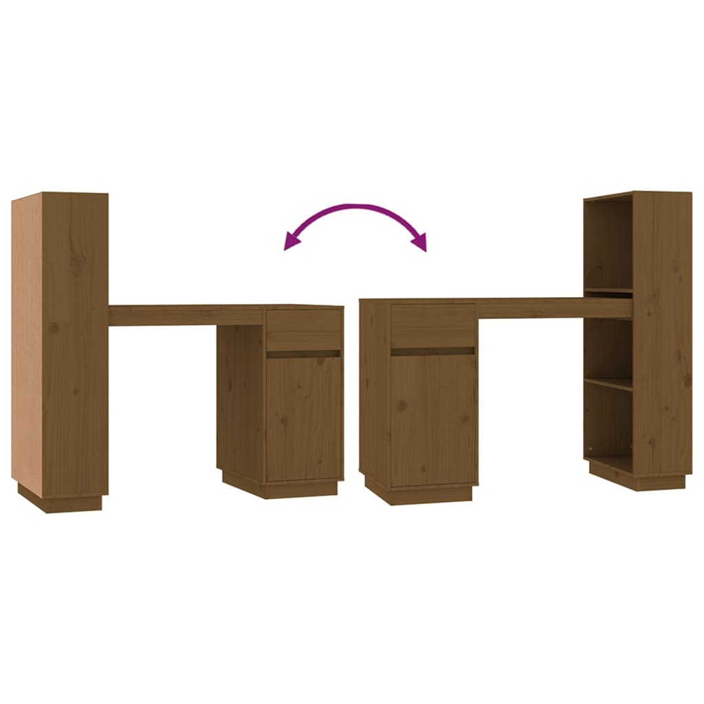 Desk Honey Brown 110x53x117 cm Solid Wood Pine