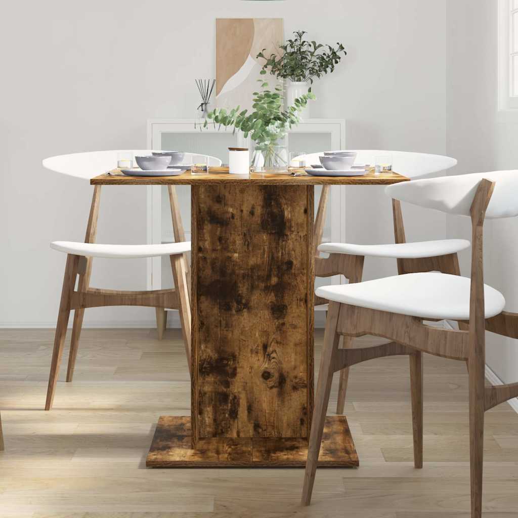 Dining Table Smoked Oak 80x80x75 cm Engineered Wood