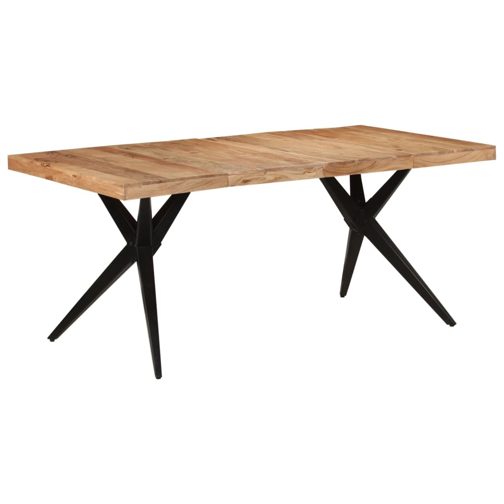 Dining Table Black 180x90x77 cm Solid Wood Acacia