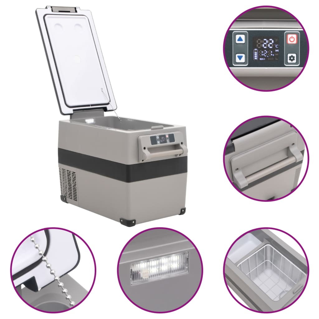 Cool Box with Handle Black and Grey 35 L PP & PE