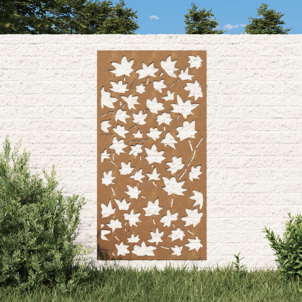 Garden Wall Decoration 105X55 Cm Corten Steel Maple Leaf Design