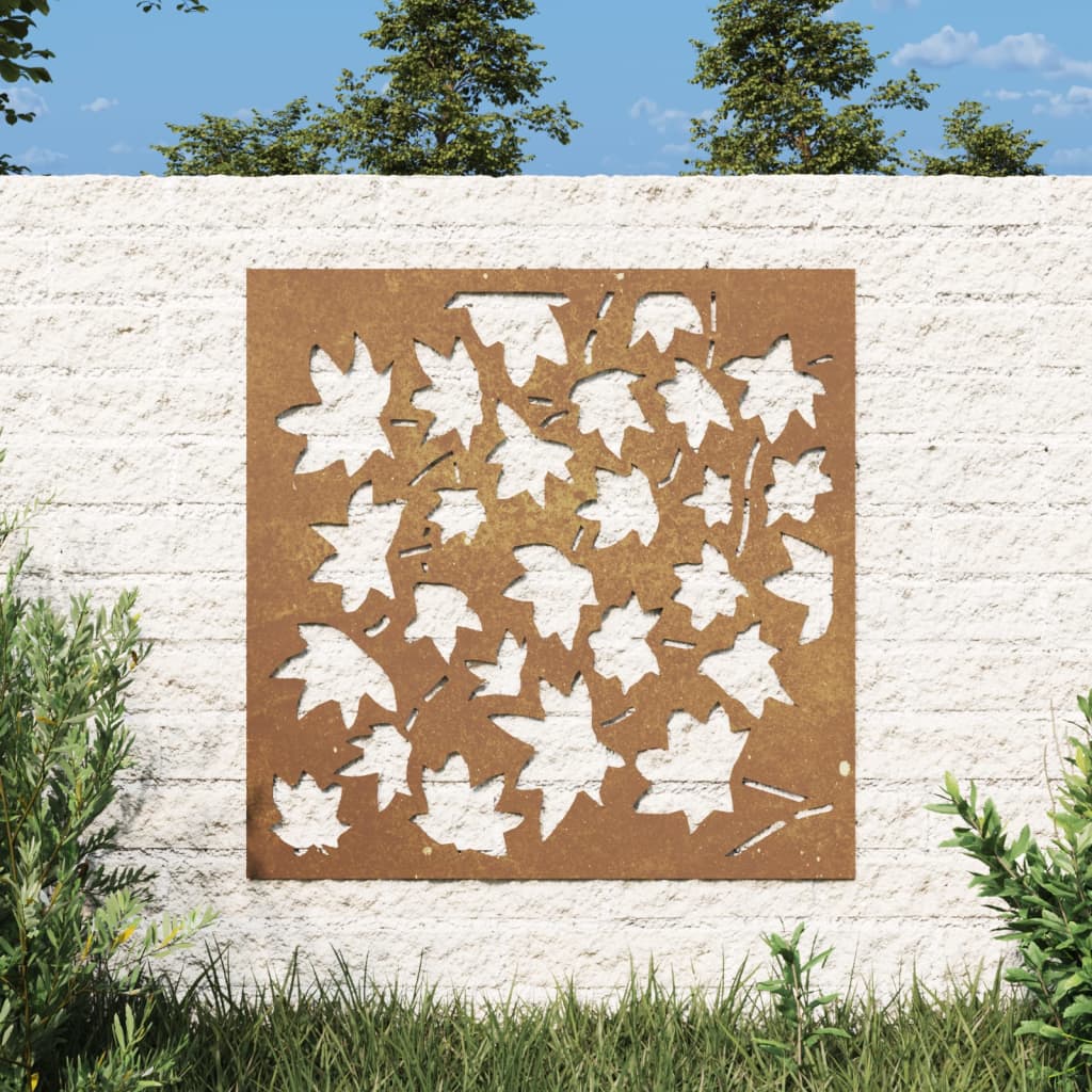 Garden Wall Decoration 55X55 Cm Corten Steel Maple Leaf Design