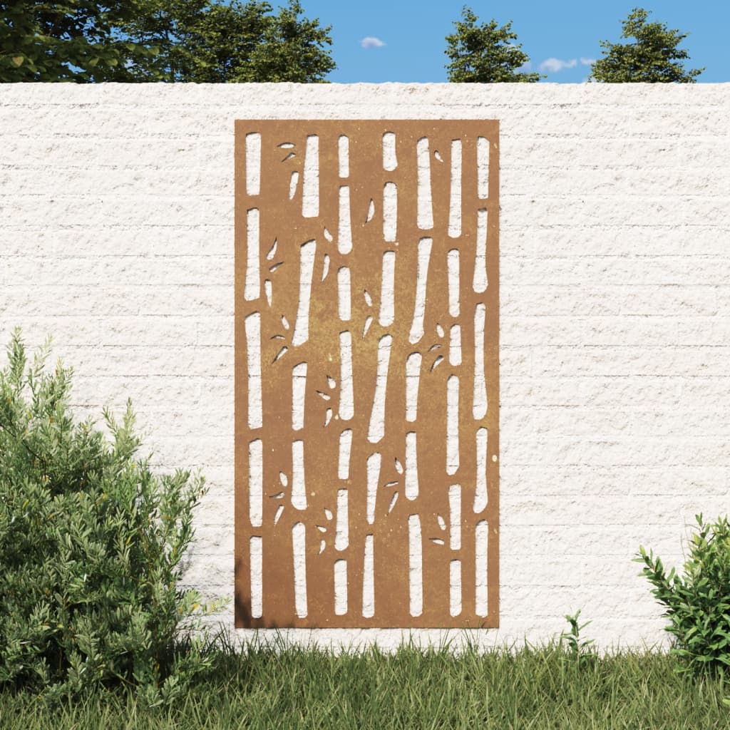 Garden Wall Decoration 105X55 Cm Corten Steel Bamboo Design