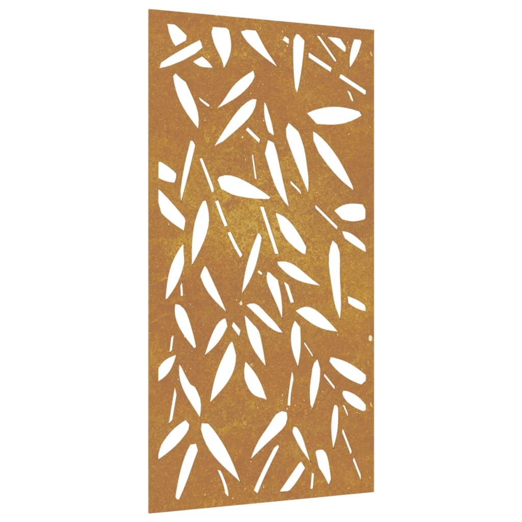 Garden Wall Decoration 105X55 Cm Corten Steel Bamboo Leaf Design