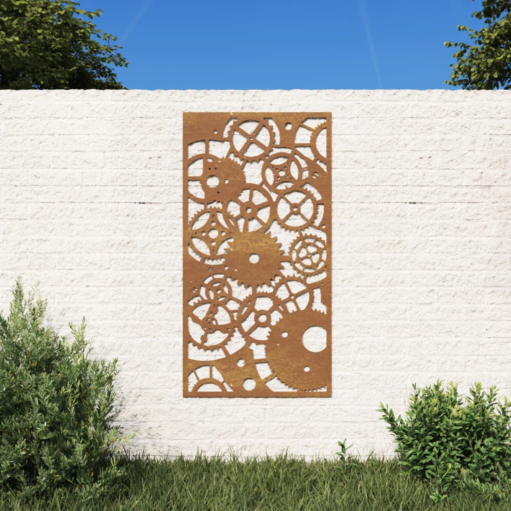 Garden Wall Decoration 105X55 Cm Corten Steel Gear Wheel Design