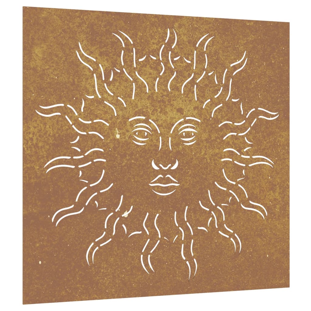 Garden Wall Decoration 55X55 Cm Corten Steel Sun Design