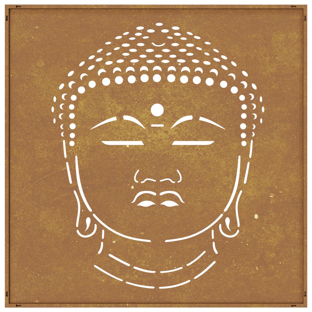 Garden Wall Decoration 55X55 Cm Corten Steel Buddha Head Design