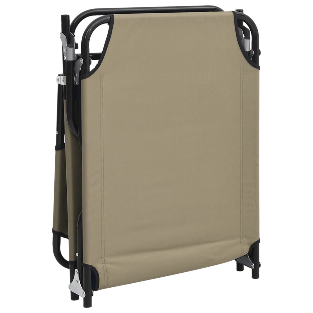 Folding Sun Lounger Taupe Oxford Fabric&Powder-coated Steel