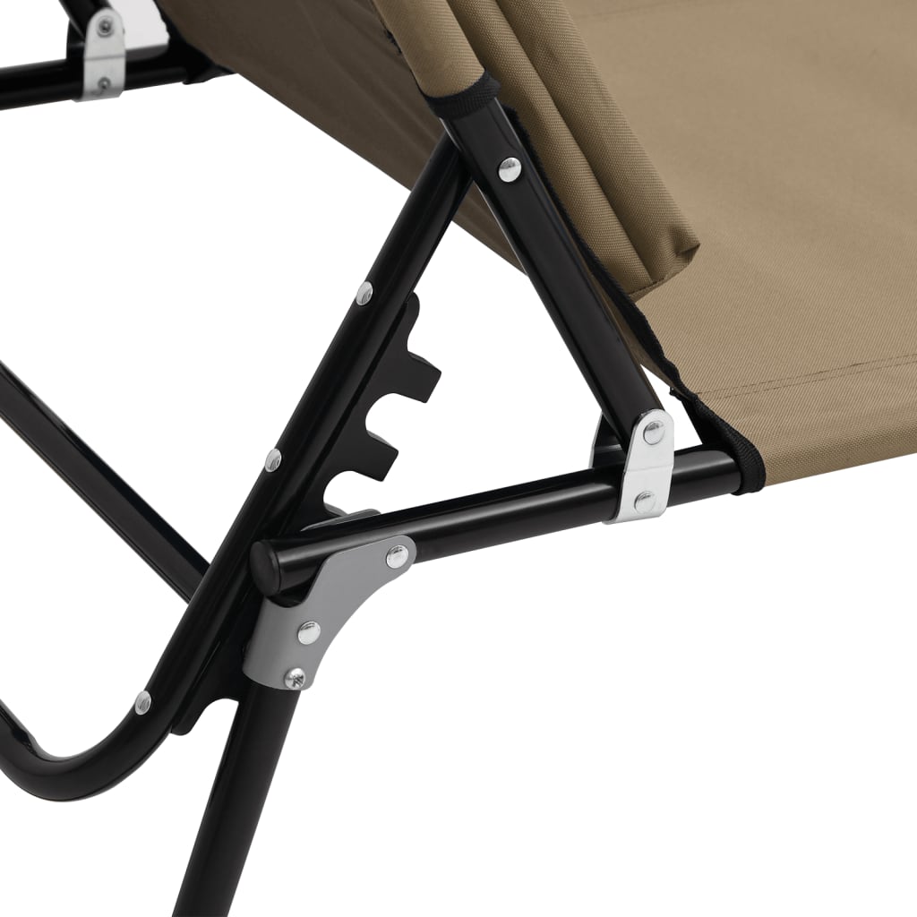 Folding Sun Lounger Taupe Oxford Fabric&Powder-coated Steel