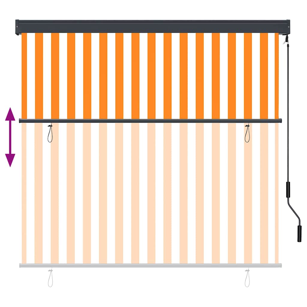 Outdoor Roller Blind Orange and white 180 x 250 cm Fabric