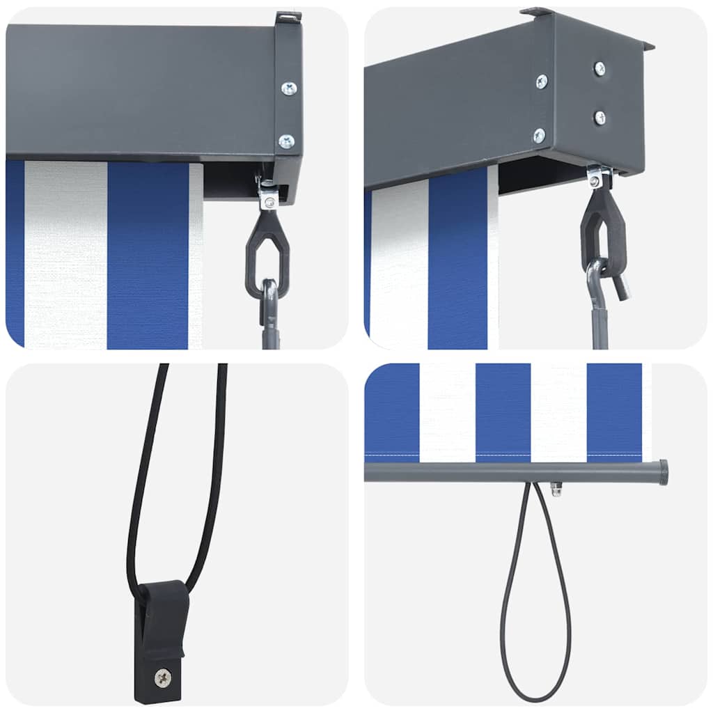 Outdoor Roller Blind Striped Blue and white 200 x 250 cm Fabric