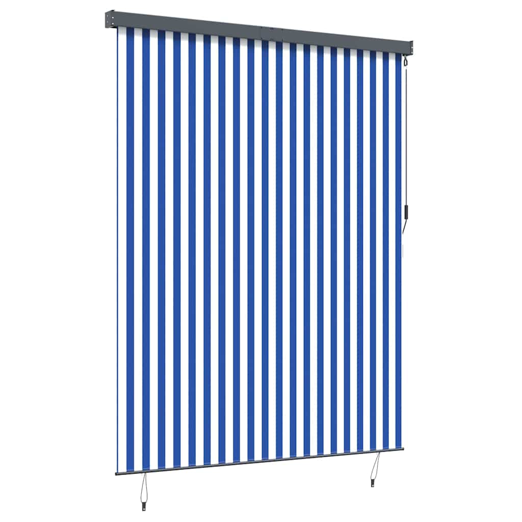 Outdoor Roller Blind Striped Blue and white 200 x 250 cm Fabric