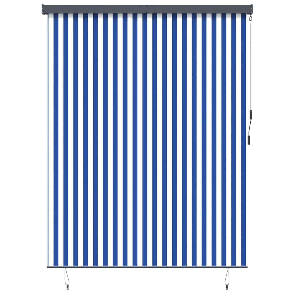 Outdoor Roller Blind Striped Blue and white 200 x 250 cm Fabric