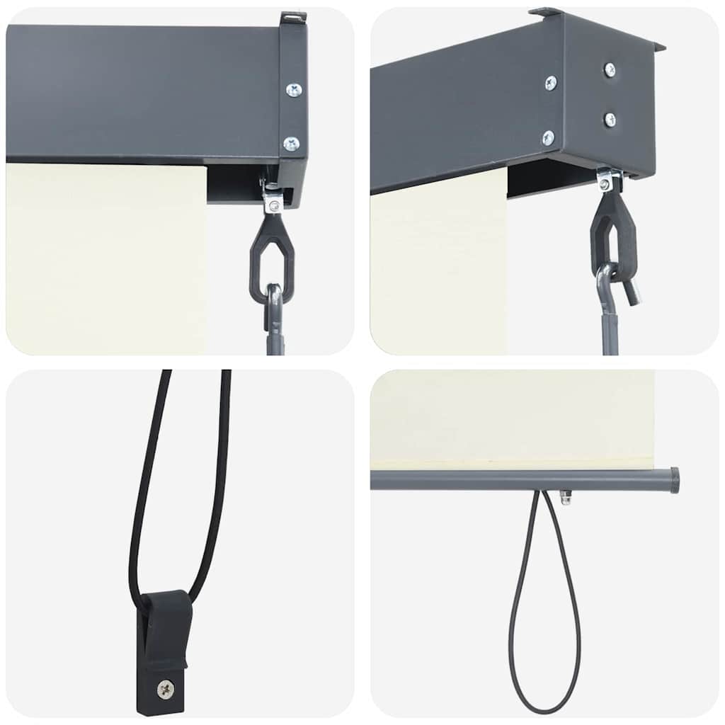 Outdoor Roller Blind Striped Manual Cream 200 x 250 cm Fabric