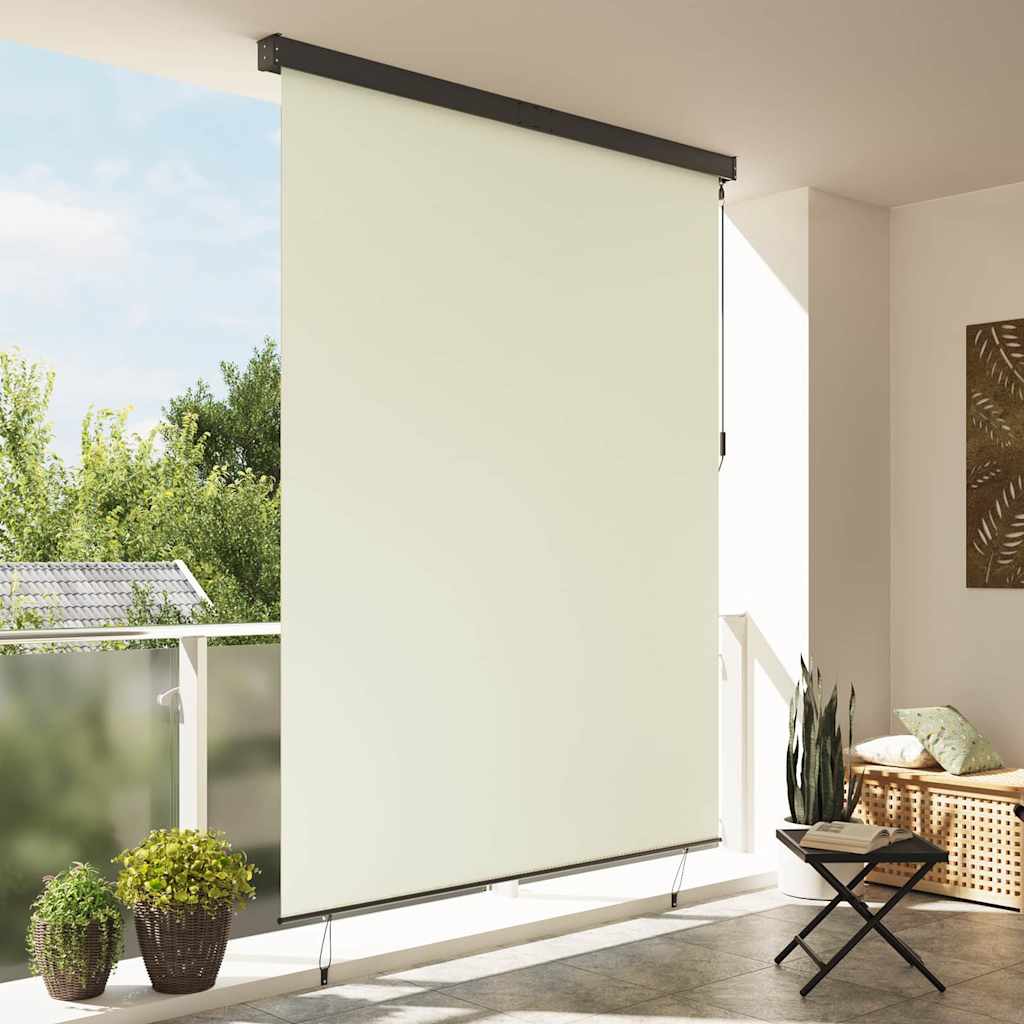 Outdoor Roller Blind Striped Manual Cream 200 x 250 cm Fabric