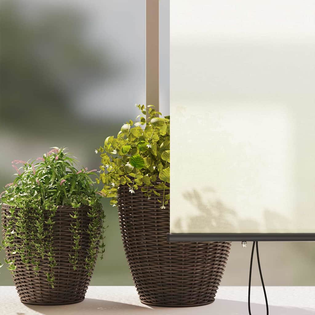 Outdoor Roller Blind Striped Manual Cream 200 x 250 cm Fabric