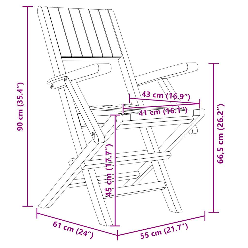 Folding Garden Chairs 6 pcs 55x61x90 cm Solid Wood Teak