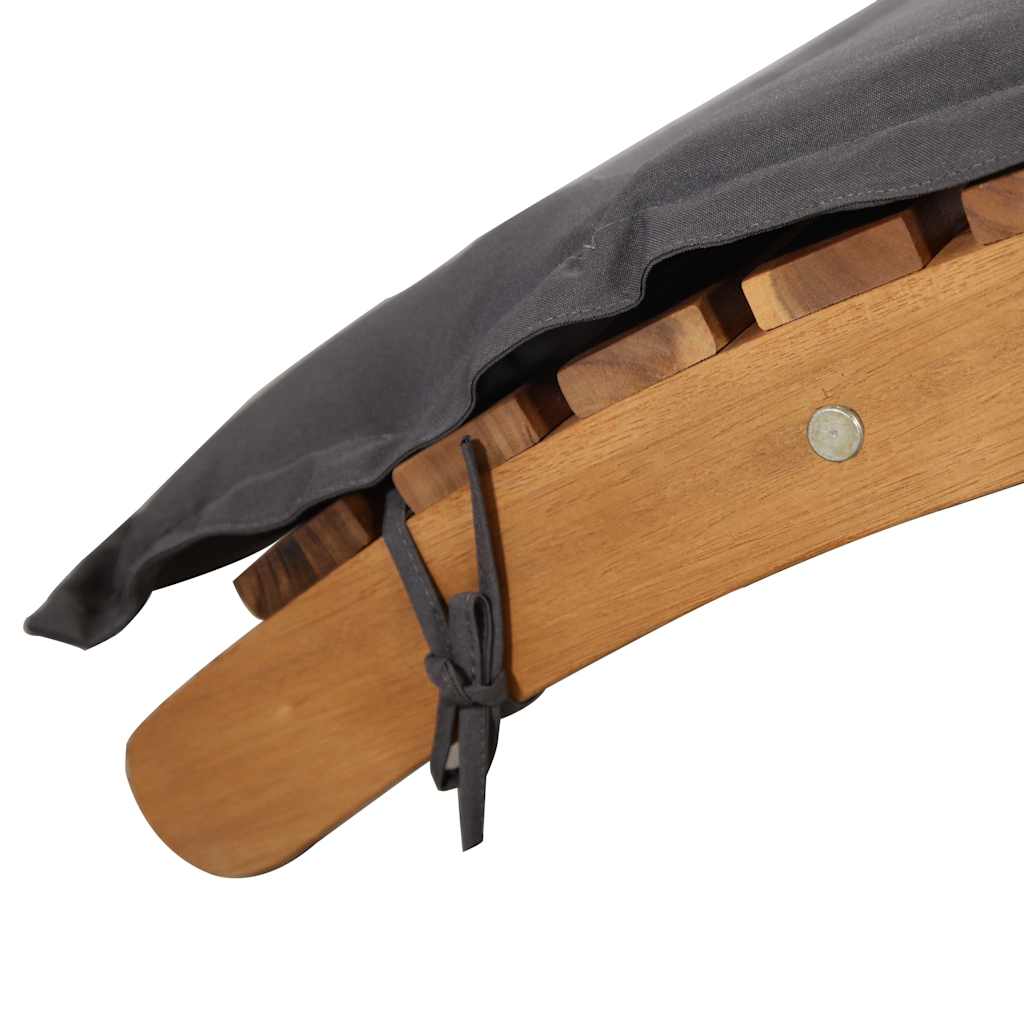 Sun Lounger with Dark Grey Cushions Solid Wood Acacia