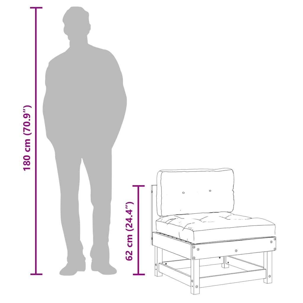 Middle Sofa with Cushions Honey Brown Solid Wood Pine