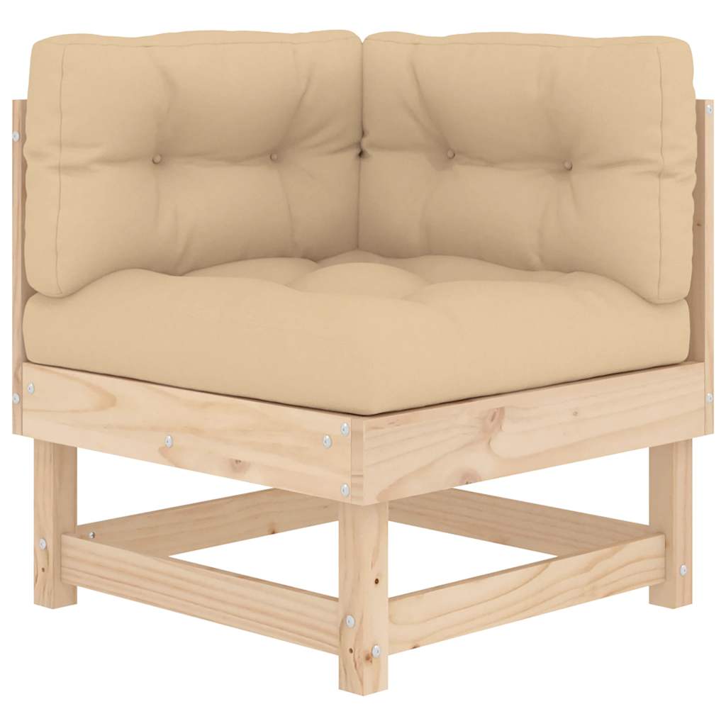 Corner Sofas with Cushions 2 pcs Solid Wood Pine