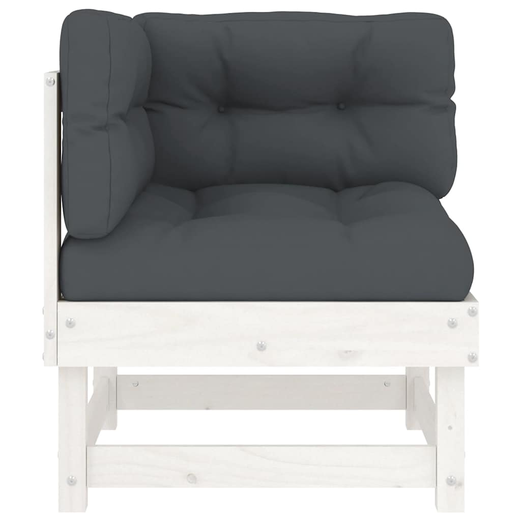 Corner Sofas with Cushions 2 pcs White Solid Wood Pine