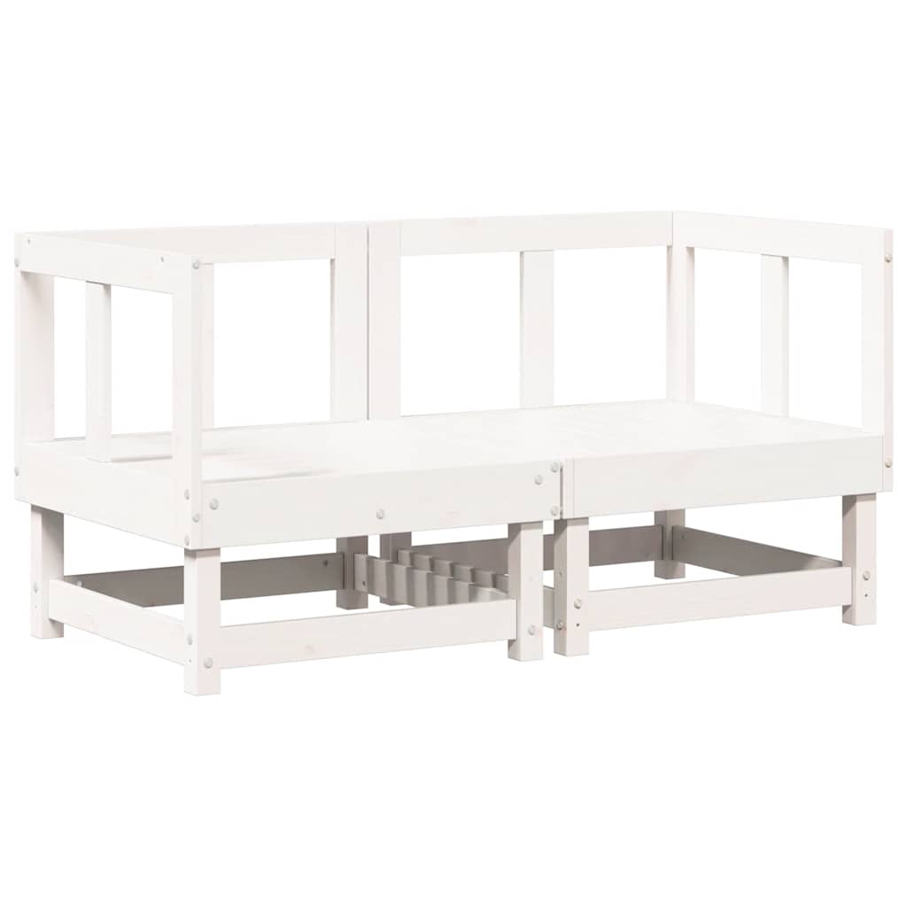 Corner Sofas with Cushions 2 pcs White Solid Wood Pine
