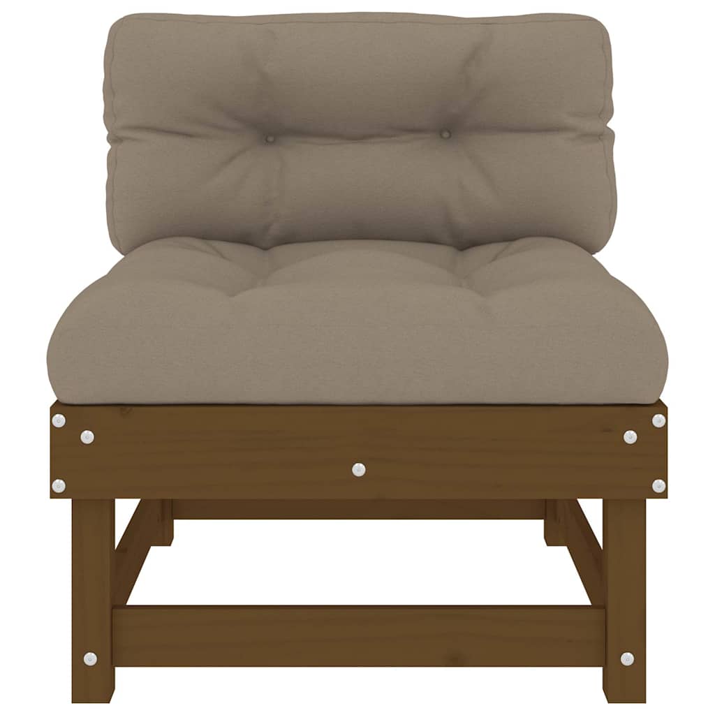 Middle Sofas with Cushions 2 pcs Honey Brown Solid Wood Pine