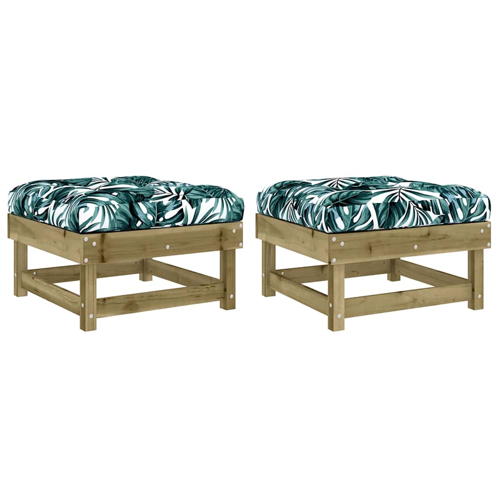Garden Footstools with Cushions 2pcs Impregnated Wood Pine