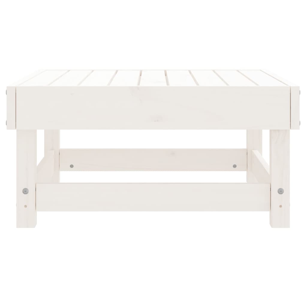 Garden Footstool White Solid Wood Pine