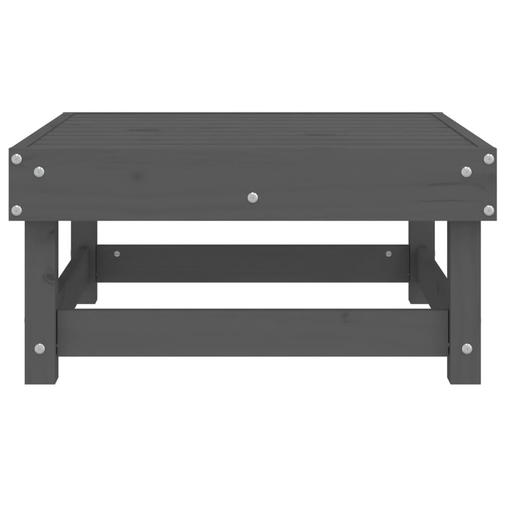 Garden Footstool Grey Solid Wood Pine