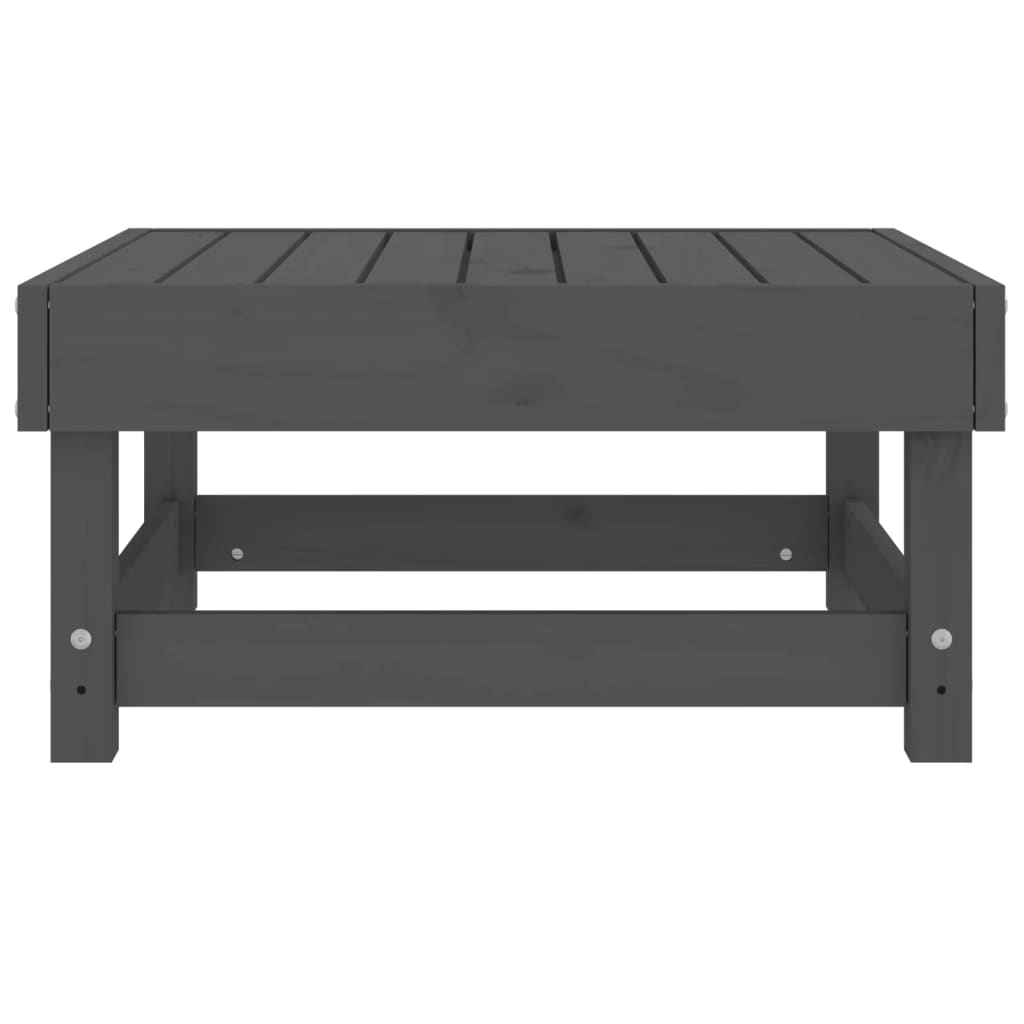 Garden Footstool Grey Solid Wood Pine