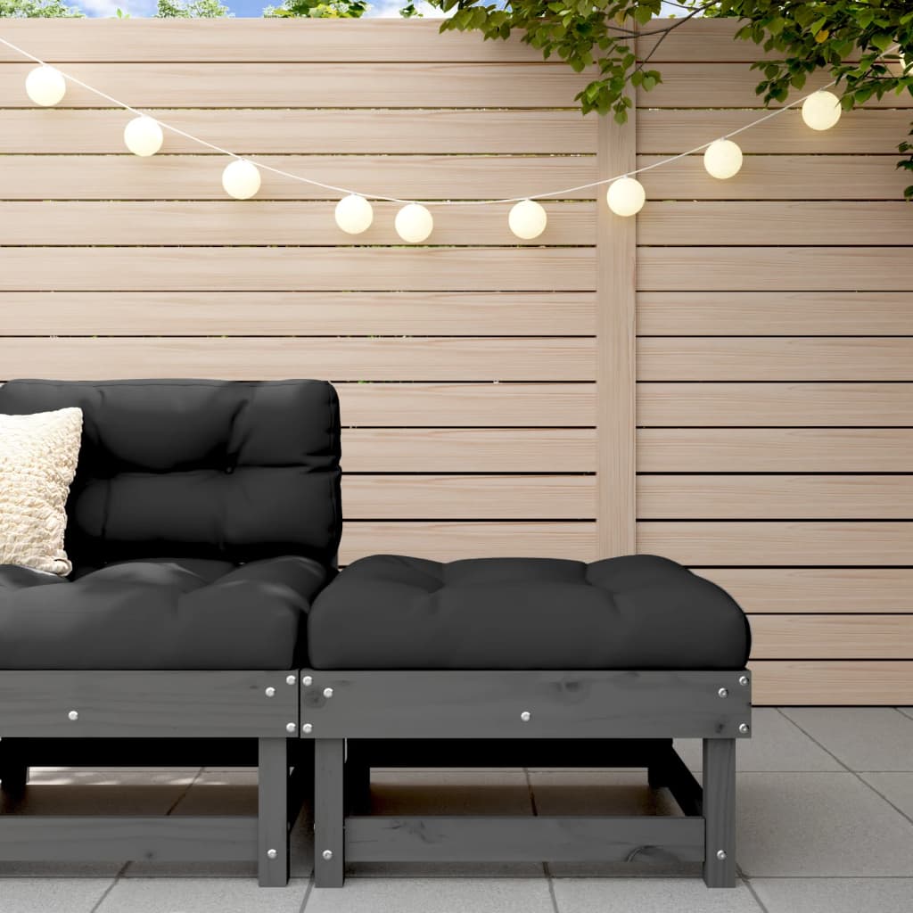 Garden Footstool Grey Solid Wood Pine