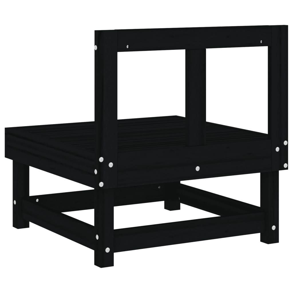 Garden Middle Sofas 2 pcs Black Solid Wood Pine