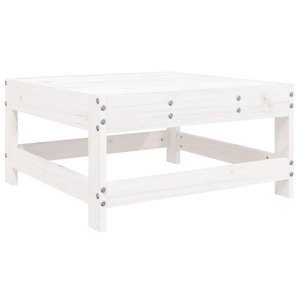 Garden Footstool White Solid Wood Pine