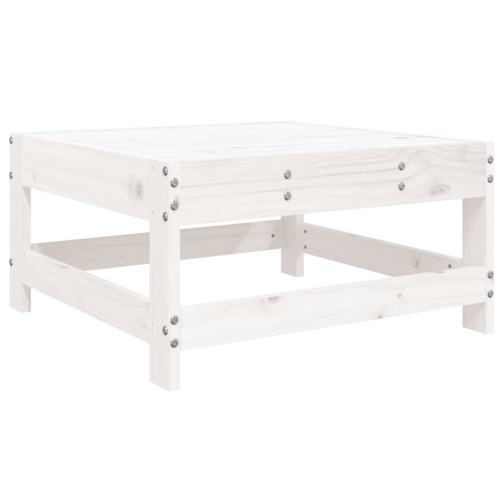 Garden Footstool White Solid Wood Pine