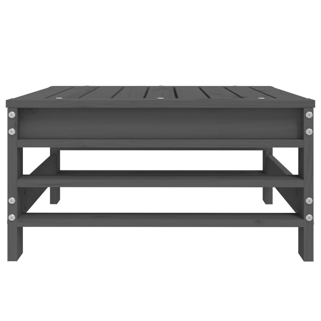 Garden Footstool Grey Solid Wood Pine