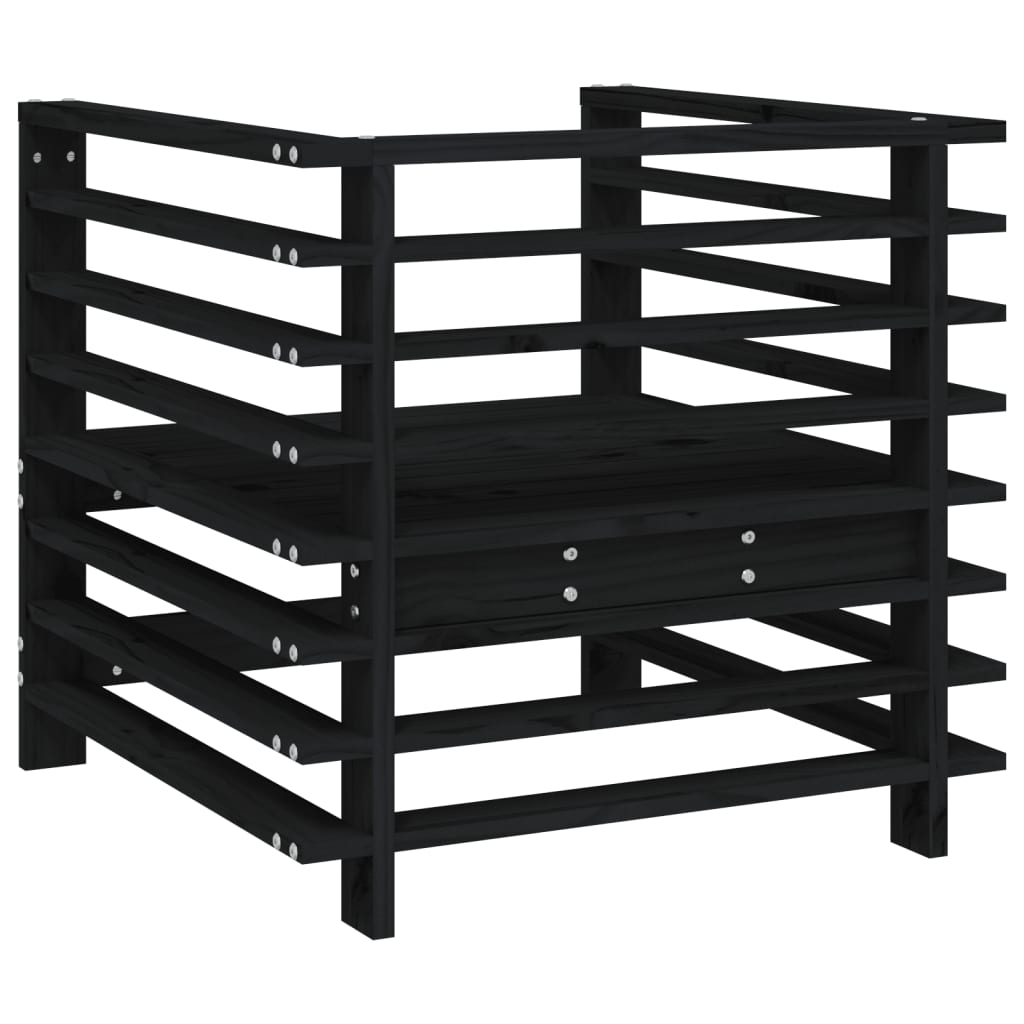 Garden Chairs 2 pcs Black Solid Wood Pine