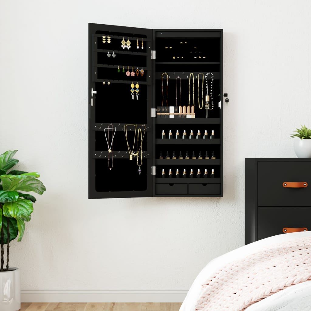 Mirror Jewellery Cabinet With Led Lights Wall Mounted