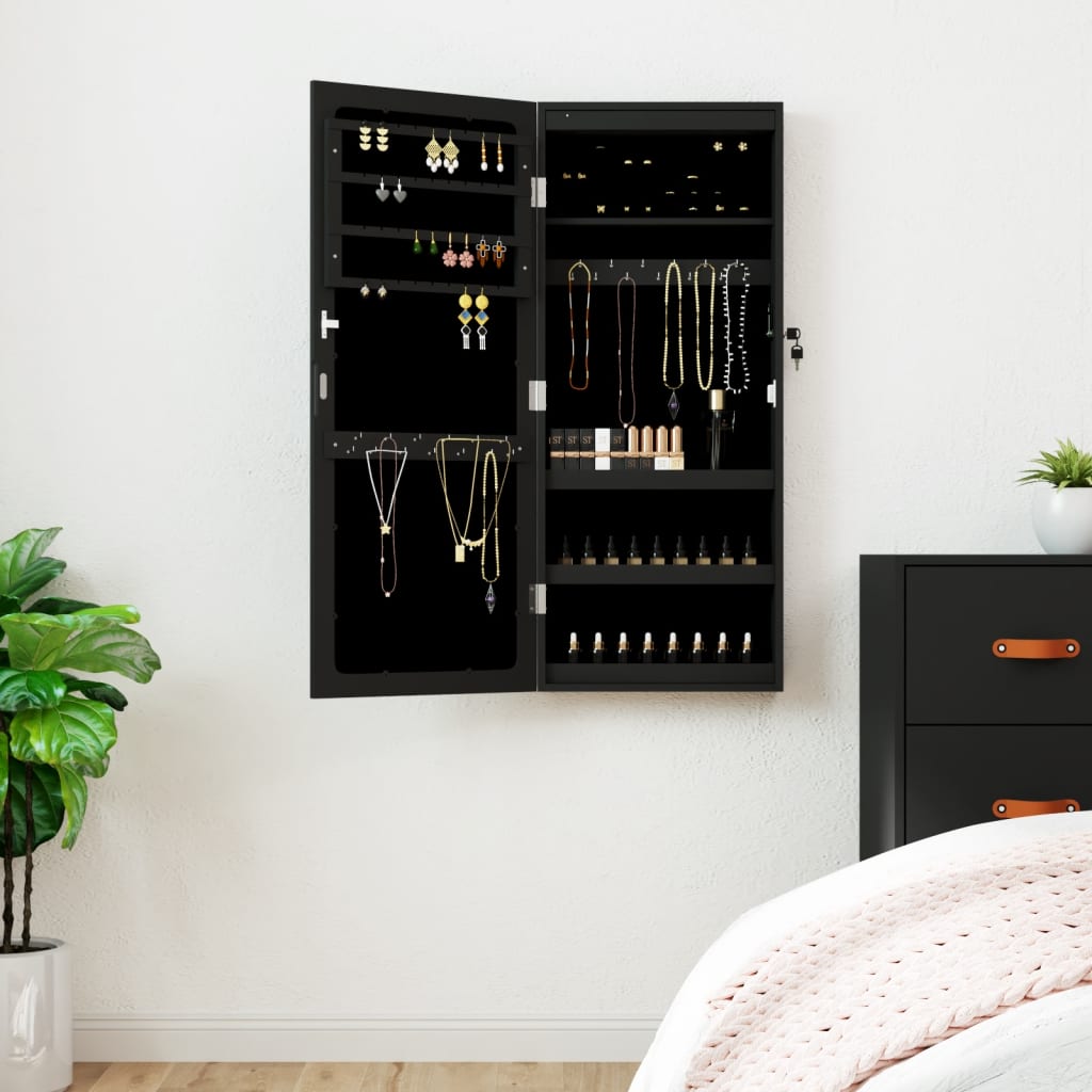 Mirror Jewellery Cabinet With Led Lights Wall Mounted
