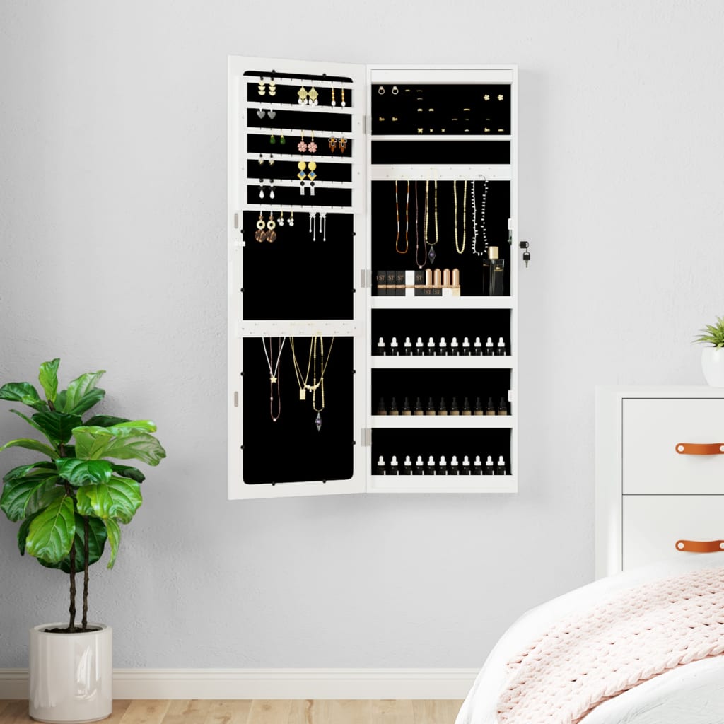 Mirror Jewellery Cabinet With Led Lights Wall Mounted