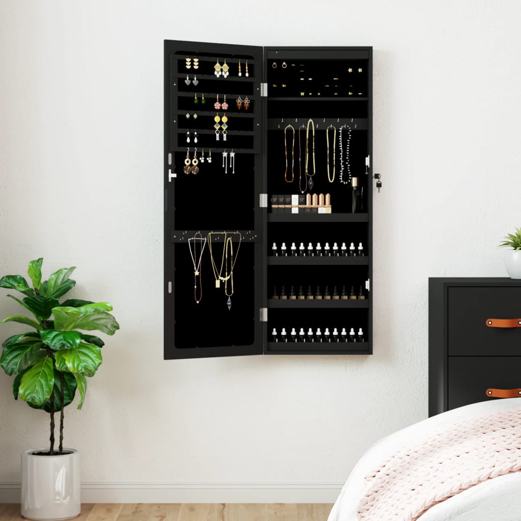 Mirror Jewellery Cabinet With Led Lights Wall Mounted
